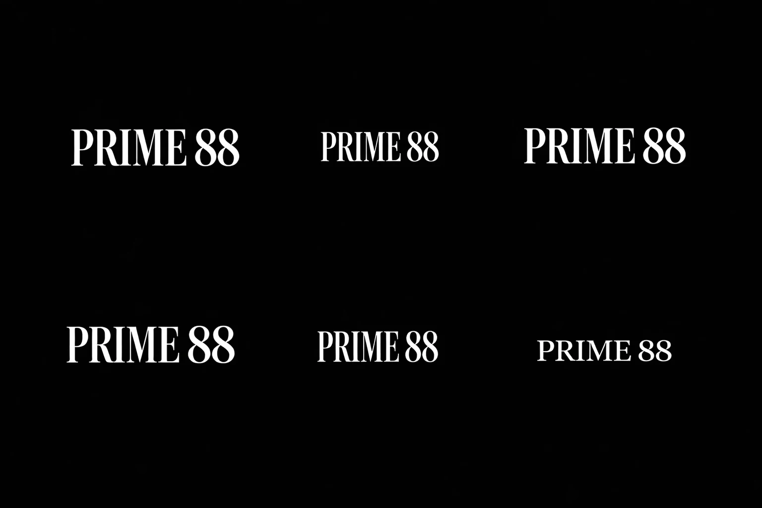 Prime 88 wordmark studies.